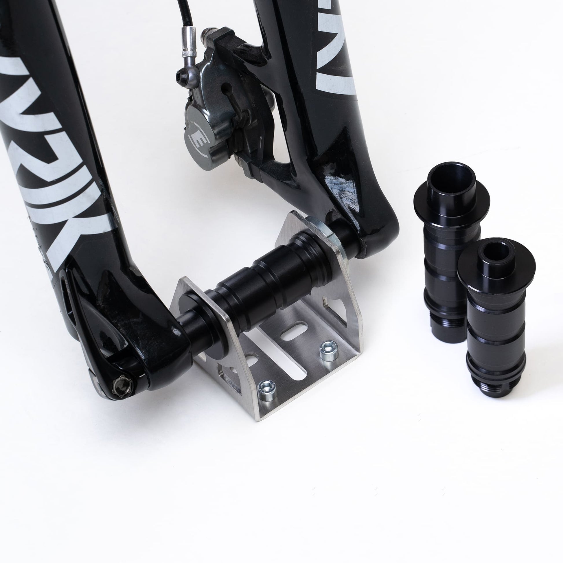 Fork mount for downhill 20x110 and gravel bike 12x100 thru axles